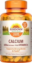 (image for) Sundown Naturals Calcium 600 mg + D Tablets 120 Count