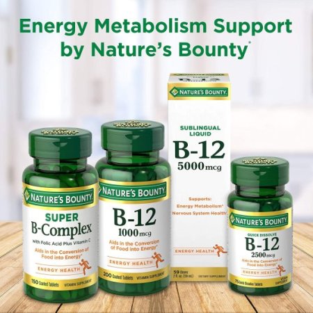 (image for) Nature's Bounty Vitamin B-12 Methylcobalamin 1,000 mcg Quick Dissolve Tablets 60 Count