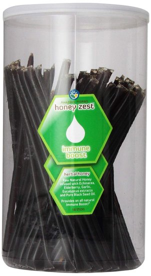 (image for) Amazing Herbs Honey Zest Immune Boost Straws Jar 100 ct