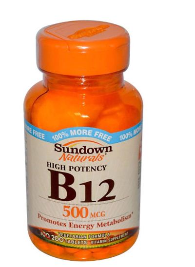 (image for) Sundown Naturals B12 500 mcg Tablets 200 Count