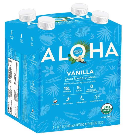 (image for) Aloha Organic Plant Based Vanilla Protein Shake 11 oz - 4 Count