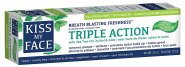 Kiss My Face Triple Action Toothpaste with Tea Tree Oil Xylitol & Aloe Fluoride Free Cool Mint Gel 4.5 oz (127.6 g)