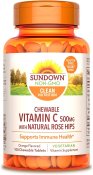 Sundown Naturals C 500 mg Chewable Orange w/Rose Hips Tablets 100 Count