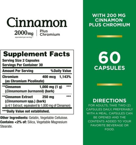 (image for) Nature's Bounty Cinnamon 2000 Plus Chromium High Potency 400mcg 60 Count