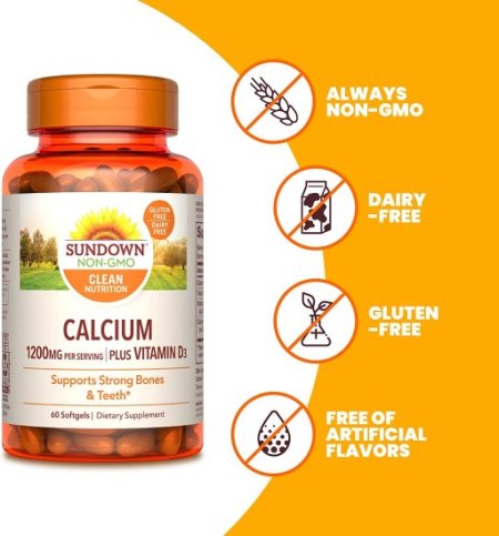 (image for) Sundown Naturals Calcium 1200 plus D Liquid Filled Softgels 60 Count