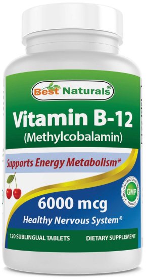 (image for) Best Naturals Vitamin B12 6000 mcg 120 Tablets