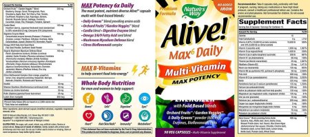 (image for) Nature's Way Alive! Max6 Dailiy Multi-Vitamin 90 Veg Capsules