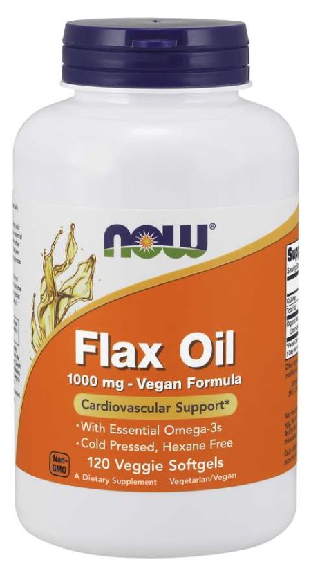 (image for) Now Foods Flax Oil Org 1000 mg 120 Vgels