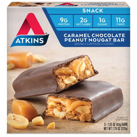 (image for) Atkins Nutritionals Caramel Chocolate Peanut Nougat Bars 5 ct