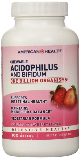 (image for) American Health Acidophilus Bifidum Chewable Strawberry 100 ct