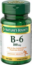 (image for) Nature's Bounty Vitamin B6 100 mg Tablets 100 Count