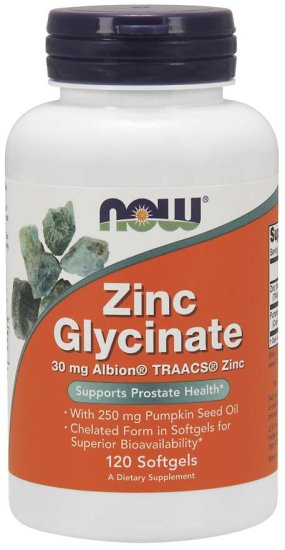 (image for) Now Foods Zinc Glycinate 120 Softgels