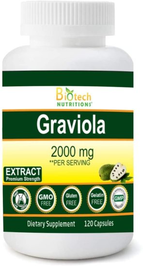 (image for) Biotech Nutritions Graviola 2000 mg Serving 120 Vegetable Capsules