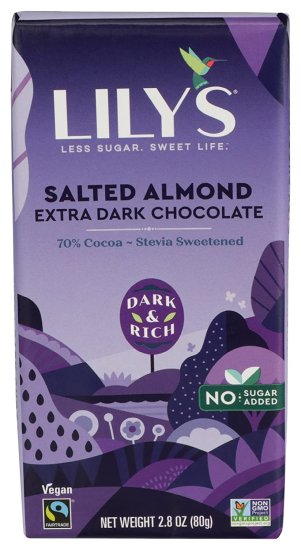 (image for) Lily\'s Salted Almond Extra Dark Chocolate 1 Bar