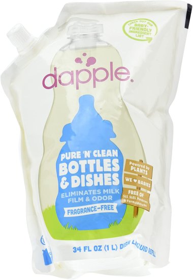 (image for) Dapple Baby Bottle and Dish Liquid Refill Fragrance Free 34oz