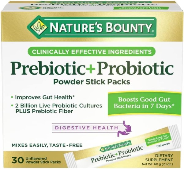 (image for) Nature\'s Bounty Prebiotic + Probiotic Powder Stick Packs 30 Count