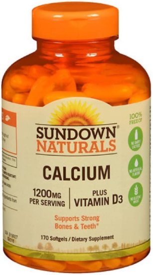 (image for) Sundown Naturals Calcium 1200 plus D Liquid Filled Softgels 170 Count