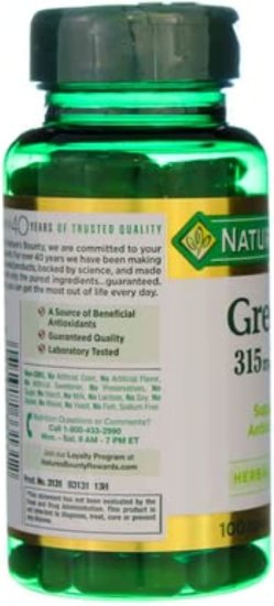 (image for) Nature's Bounty Green Tea Extract 315 mg.(contains EGCG) Capsules 100 Count