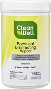 CleanWell Botanical Disinfecting Wipes Lemon 160 ct Bleach Free