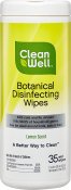 CleanWell Botanical Disinfecting Wipes Lemon 35 count