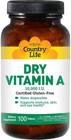 (image for) Country Life Dry Vitamin A 10,000 IU 100 Tablets