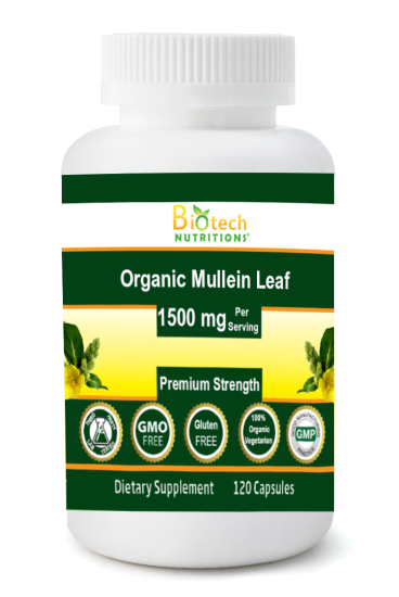 (image for) Biotech Nutritions Organic Mullein Leaf 1500 mg Serving 120 Vegetable Capsules