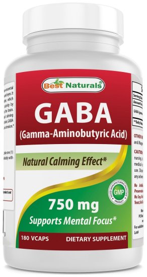 (image for) Best Naturals GABA Supplement 750mg 180 Veggie Capsules