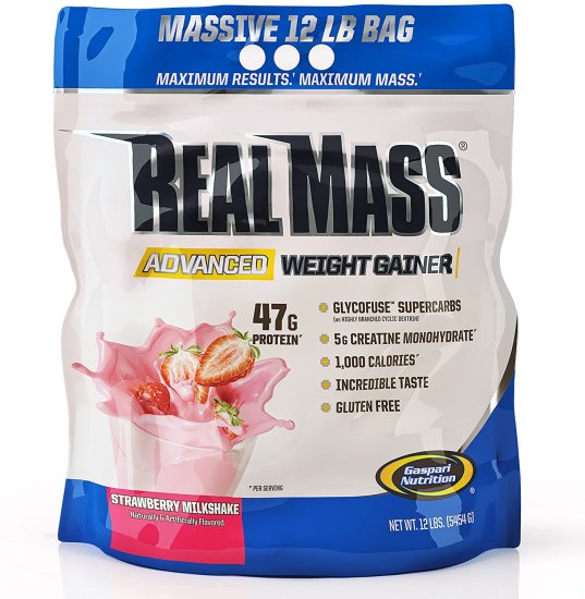 (image for) Gaspari Nutrition Real Mass Probiotic Strawberry Milkshake 12 lbs