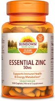 (image for) Sundown Naturals Zinc Gluconate 50 mg Caplets 100 Count