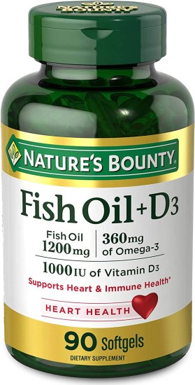 (image for) Nature\'s Bounty Fish Oil 1200 mg + Vitamin D 25 mcg (1000 IU) 90 Count