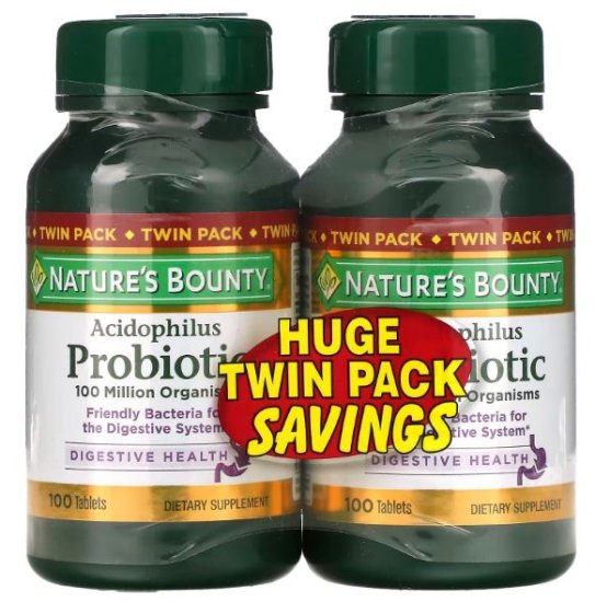 (image for) Nature\'s Bounty Acidophilus Tablet Twin Pack 100 + 100 Count