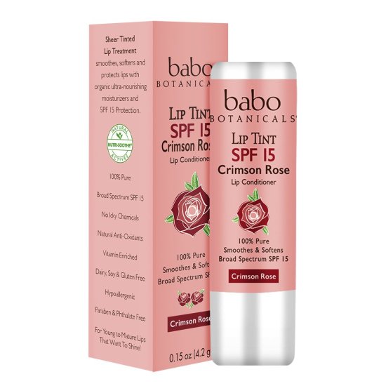 (image for) Babo Botanicals SPF 15 Lip Tint Conditioner Crimson Rose .15Oz