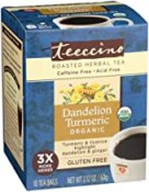 Teeccino Organic Dandelion Chicory Turmeric Herbal Tea 10 Count