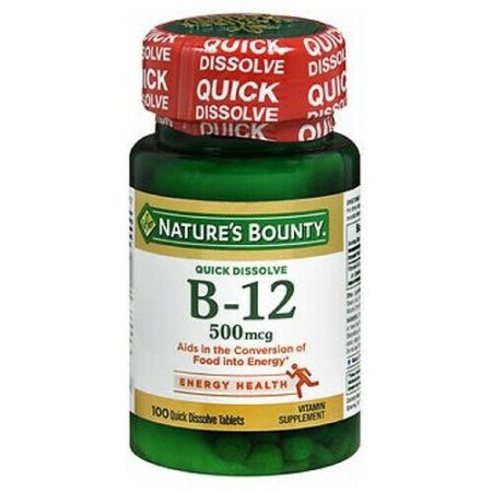 (image for) Nature's Bounty Vitamin B-12 500 mcg Quick Dissolve Tablets 100 Count