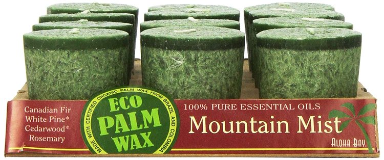 (image for) Aloha Bay Votive Eco Palm Wax Candle Mountain Mist 12 Count