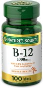 Nature's Bounty Vitamin B-12 1000 mcg Tablets 100 Count