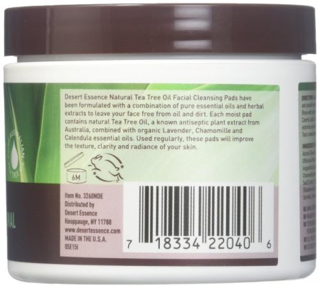 (image for) Desert Essence Tea Tree Oil Face Cleansing Pads 50 Count