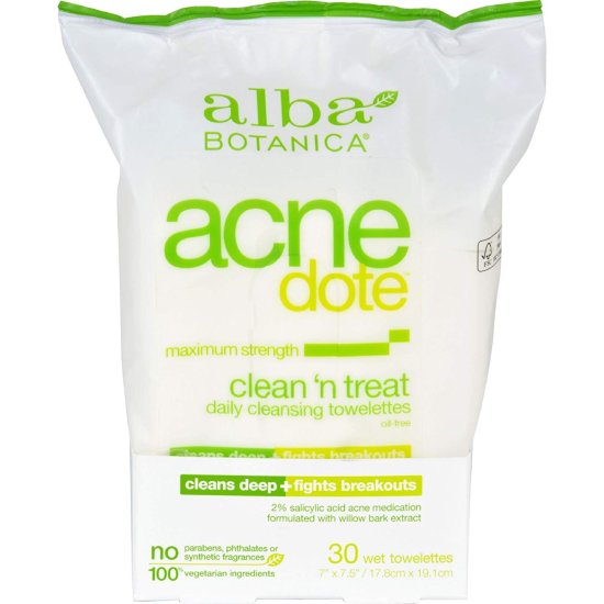 (image for) Alba Botanica Acnedote Clean \'N Treat Towelette 30 Pack