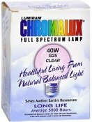 Chromalux Lumiram G25 40 Watt Clear Full Spectrum Light Bulb