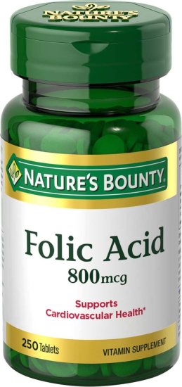 (image for) Nature\'s Bounty Folic Acid 800 mcg Tablets 250 Count