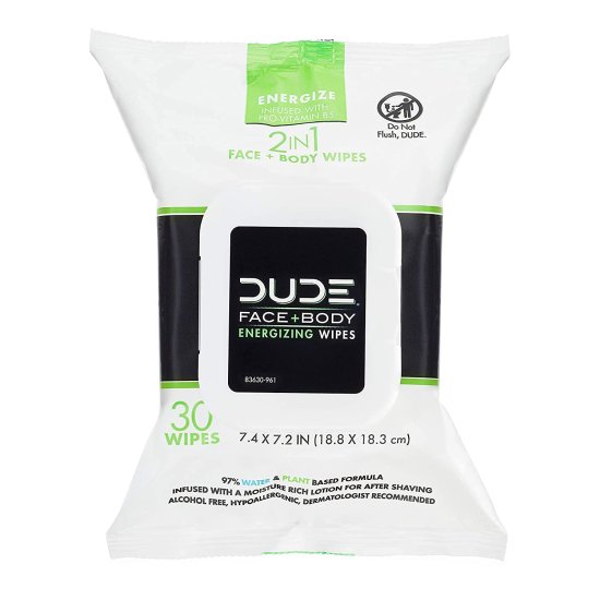 (image for) DUDE Face & Body Energizing Wipes 30 Count