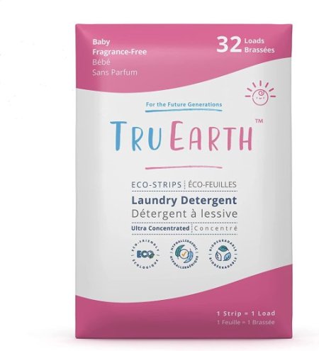 (image for) Tru Earth Eco-Strips Laundry Detergent Fragrance Free Baby 32 Count