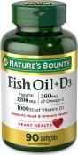 Nature's Bounty Fish Oil 1200 mg + Vitamin D 25 mcg (1000 IU) 90 Count