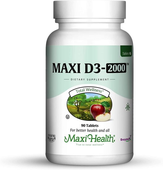 (image for) Maxi Health Natural Vitamin D3 -\"2000 IU\" 90 Tabs