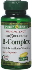 (image for) Nature's Bounty Vitamin B Complex with Folic Acid plus Vit C T/R Tablets 125ct