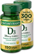 Nature's Bounty D 2000 IU Softgels Bonus Twin Packs 150 + 150 Count