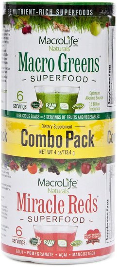 (image for) Macrolife Naturals Superfood Greens And Red Combo 4 oz