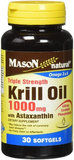 (image for) Mason Naturals Krill Oil 1000mg with Astaxanthin 30ct