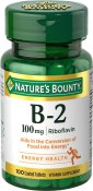 Nature's Bounty Vitamin B2 100 mg Tablets 100 Count