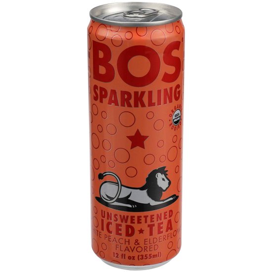 (image for) Bos Organic Sparkling Tea Peach Elderflower Unsweetened 12 oz